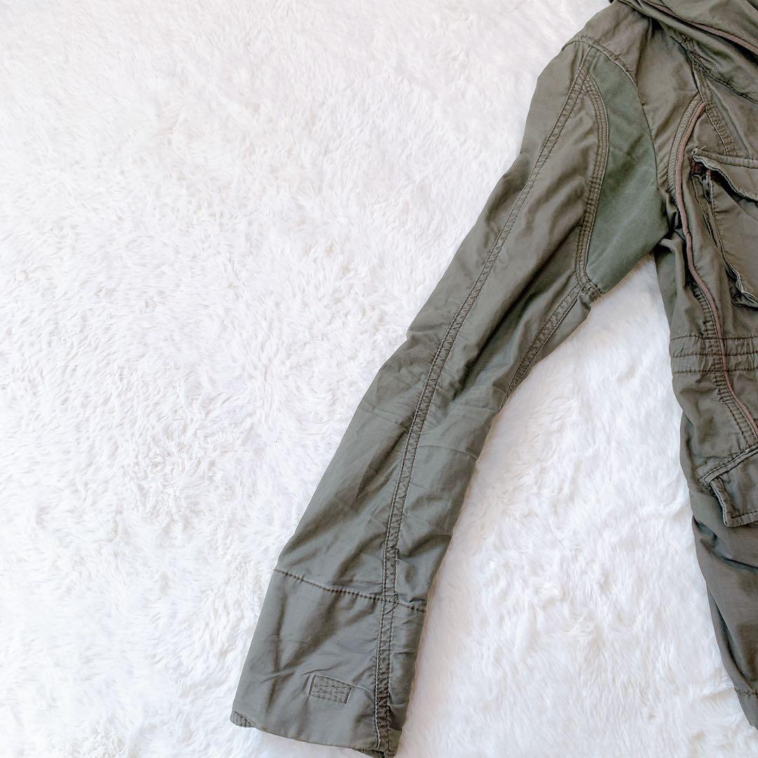 ゴア カーキミリタリージャケット フード収納 綿100% アウター 羽織 メンズ