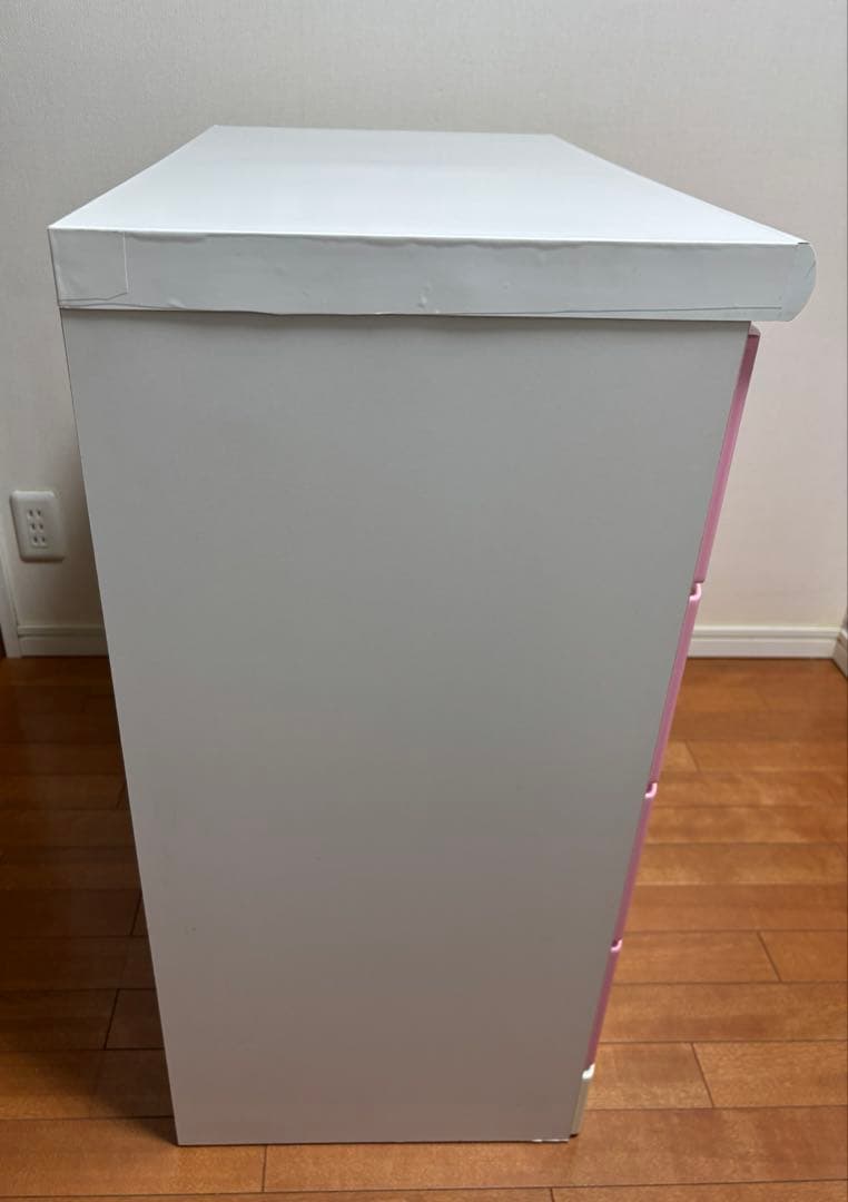 木製チェスト　タンス　5段　ピンク