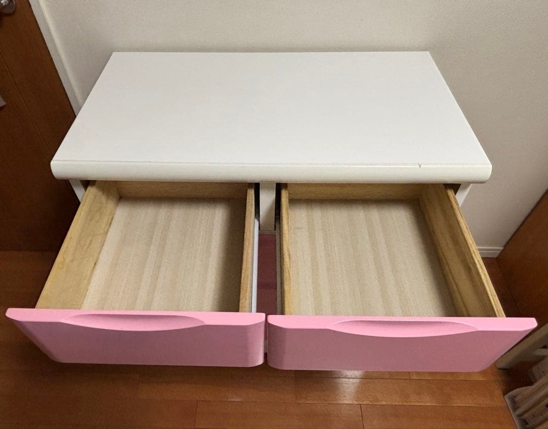 木製チェスト　タンス　5段　ピンク
