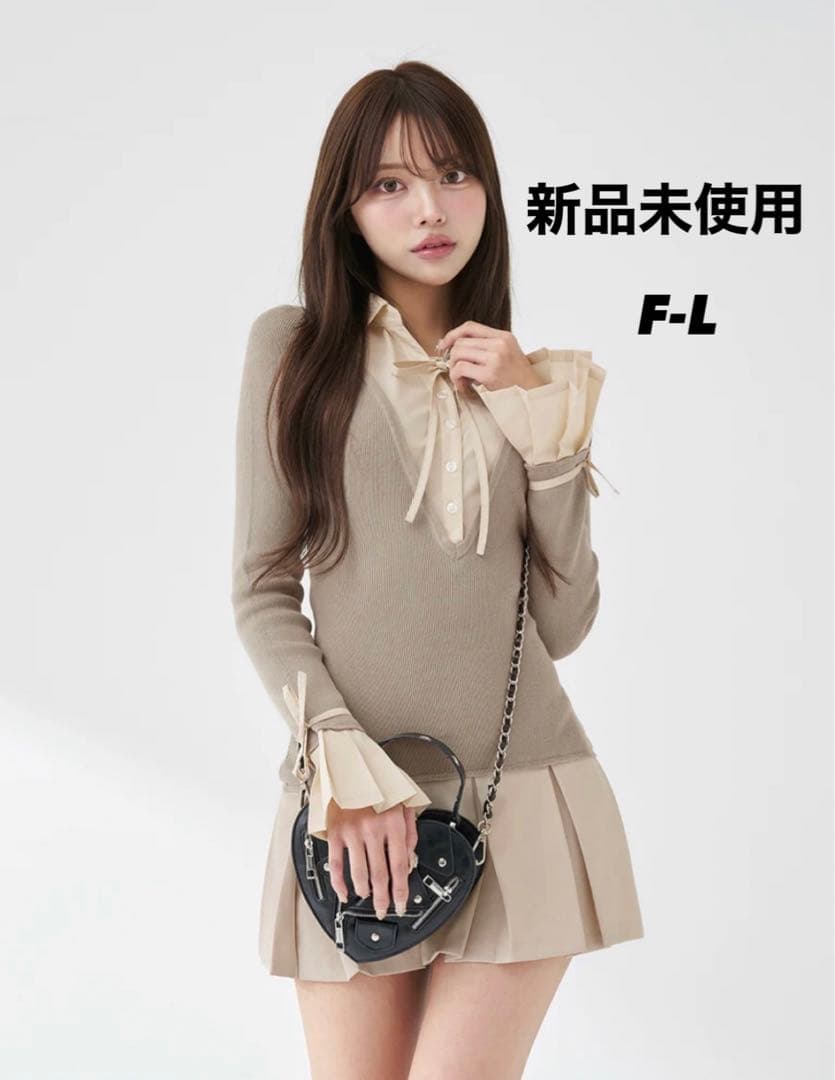 Darich シャツドッキングプリーツミニワンピース　F-L