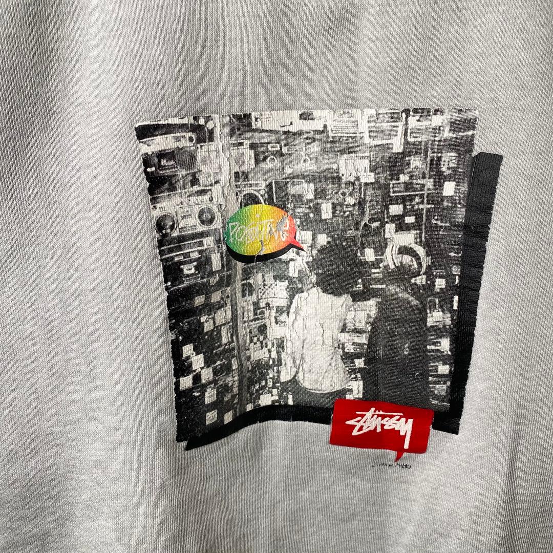 Old Stussy 紺タグ ラスタ調プリント スウェット L グレー 90S