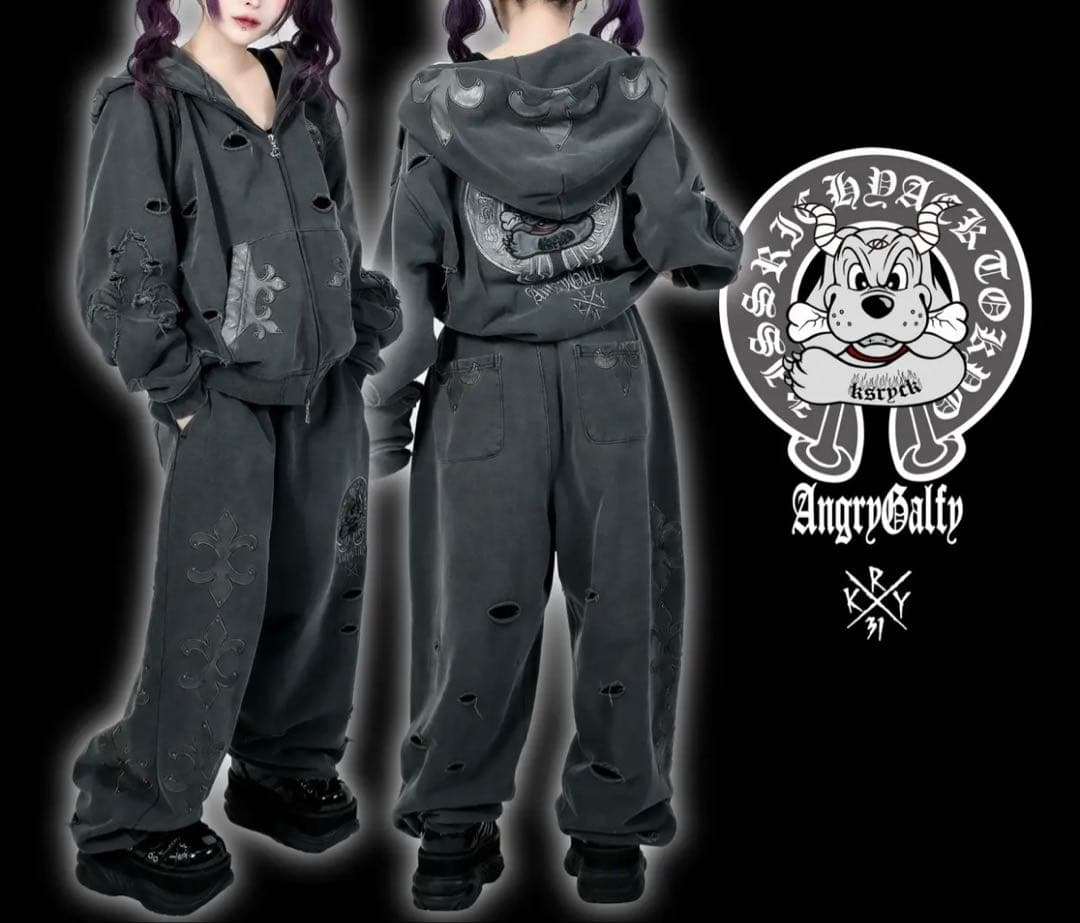 GALFY × KRYclothing 「蹴威の百合の紋章パンツ」 グレー 地雷