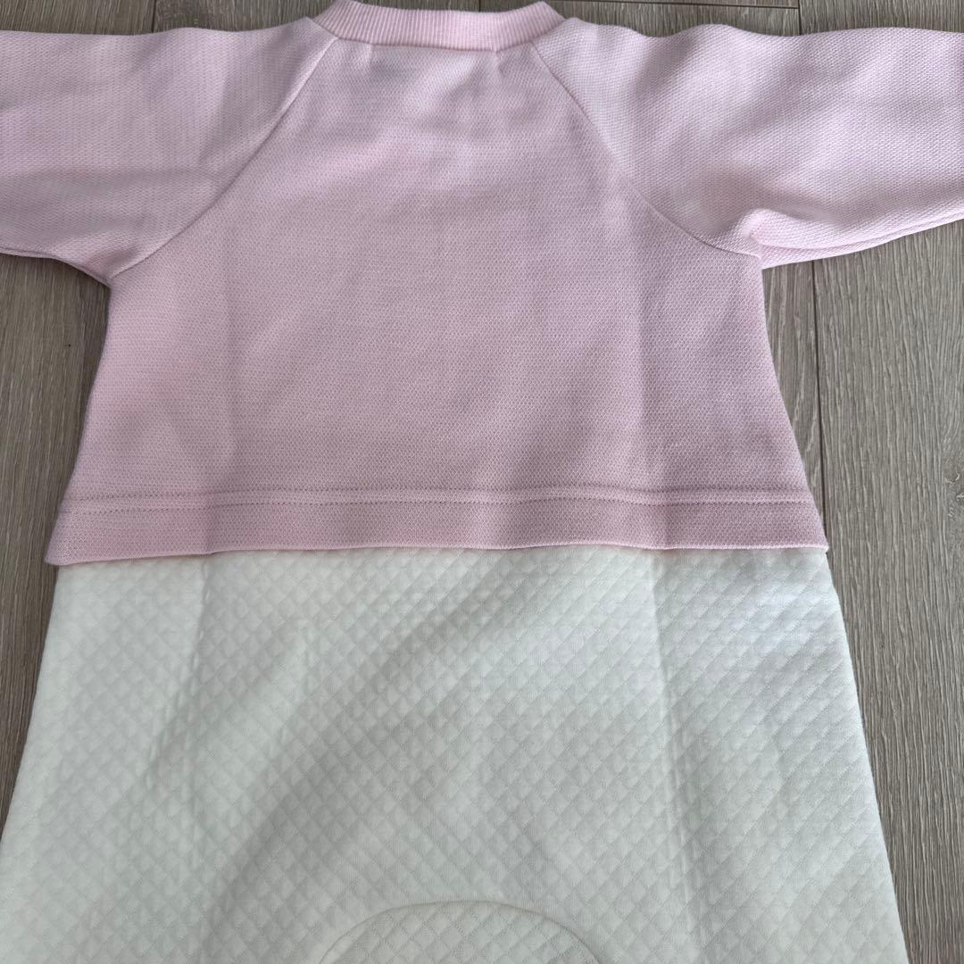 familiar ピンク クマ刺繍ロンパース