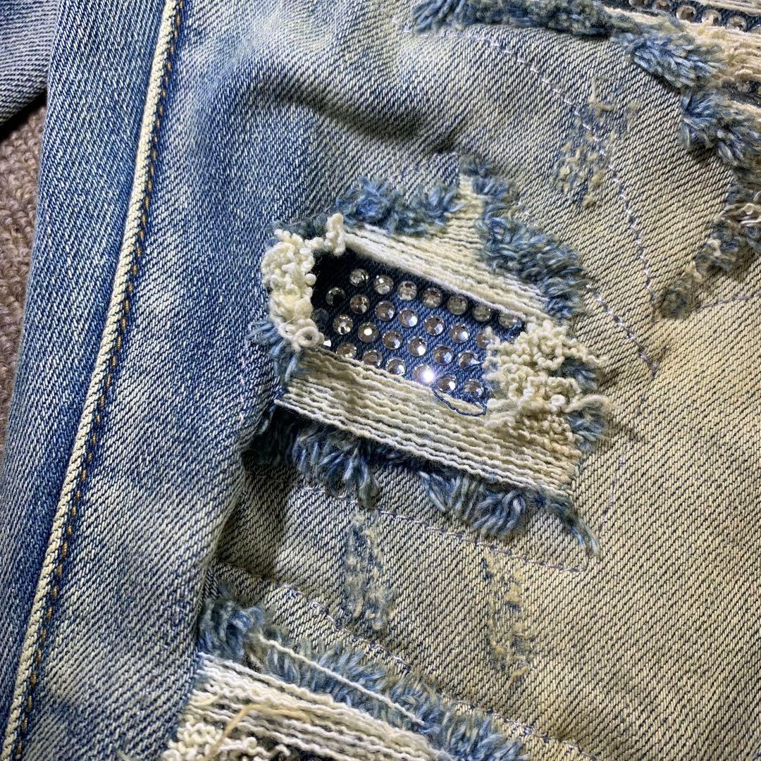 mnml ミニマル【新品未使用品】ラインストーンストレッチスキニーデニム 30