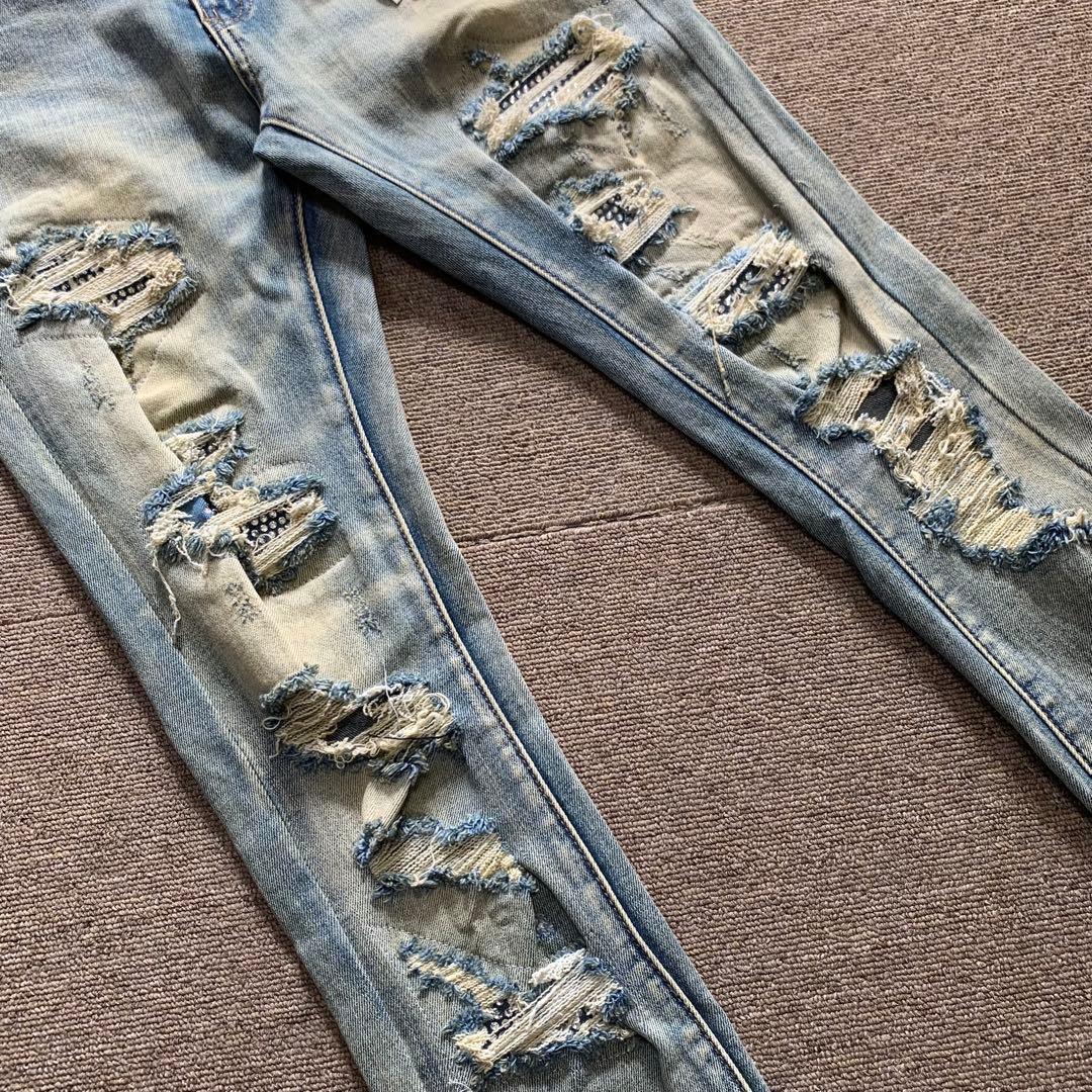 mnml ミニマル【新品未使用品】ラインストーンストレッチスキニーデニム 30