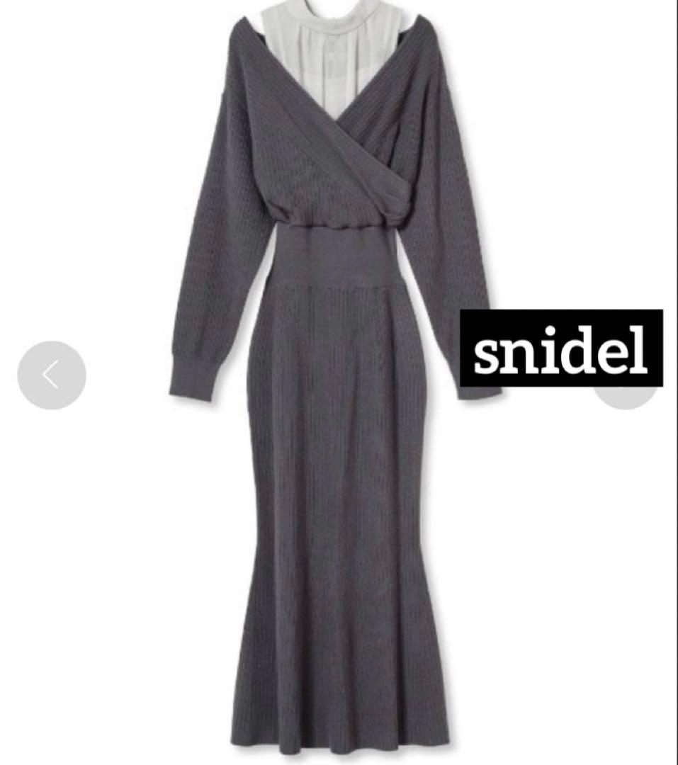 スナイデル snidel シアーレイヤードカシュクールワンピース （GRY）