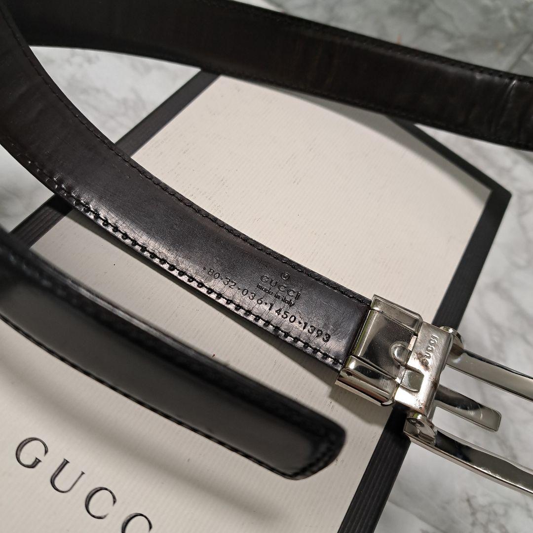 ✨美品✨GUCCI グッチ ベルト Gバックル シルバー金具 本革 ビジネス