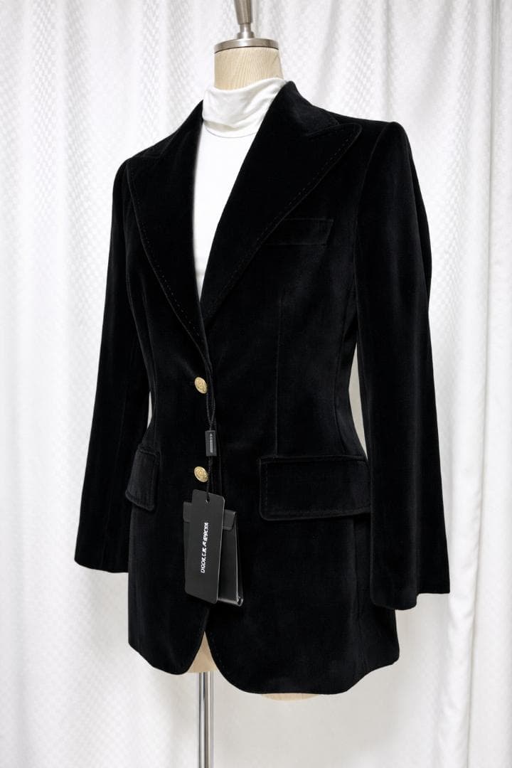 新品タグ付き DOLCE&GABBANA ベロア ジャケット ブラック 42