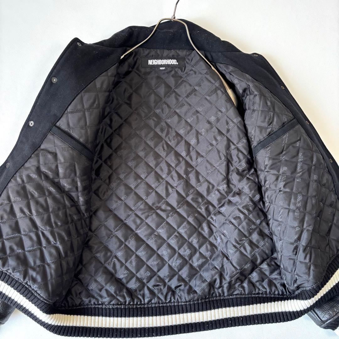 【美品/22AW】ネイバーフッド スタジャン JK.WO メルトンウール レザー