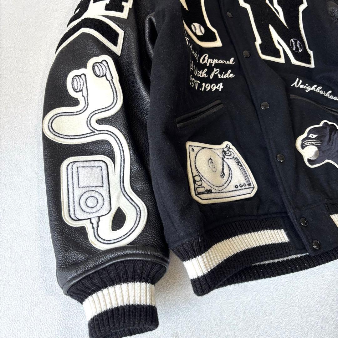 【美品/22AW】ネイバーフッド スタジャン JK.WO メルトンウール レザー