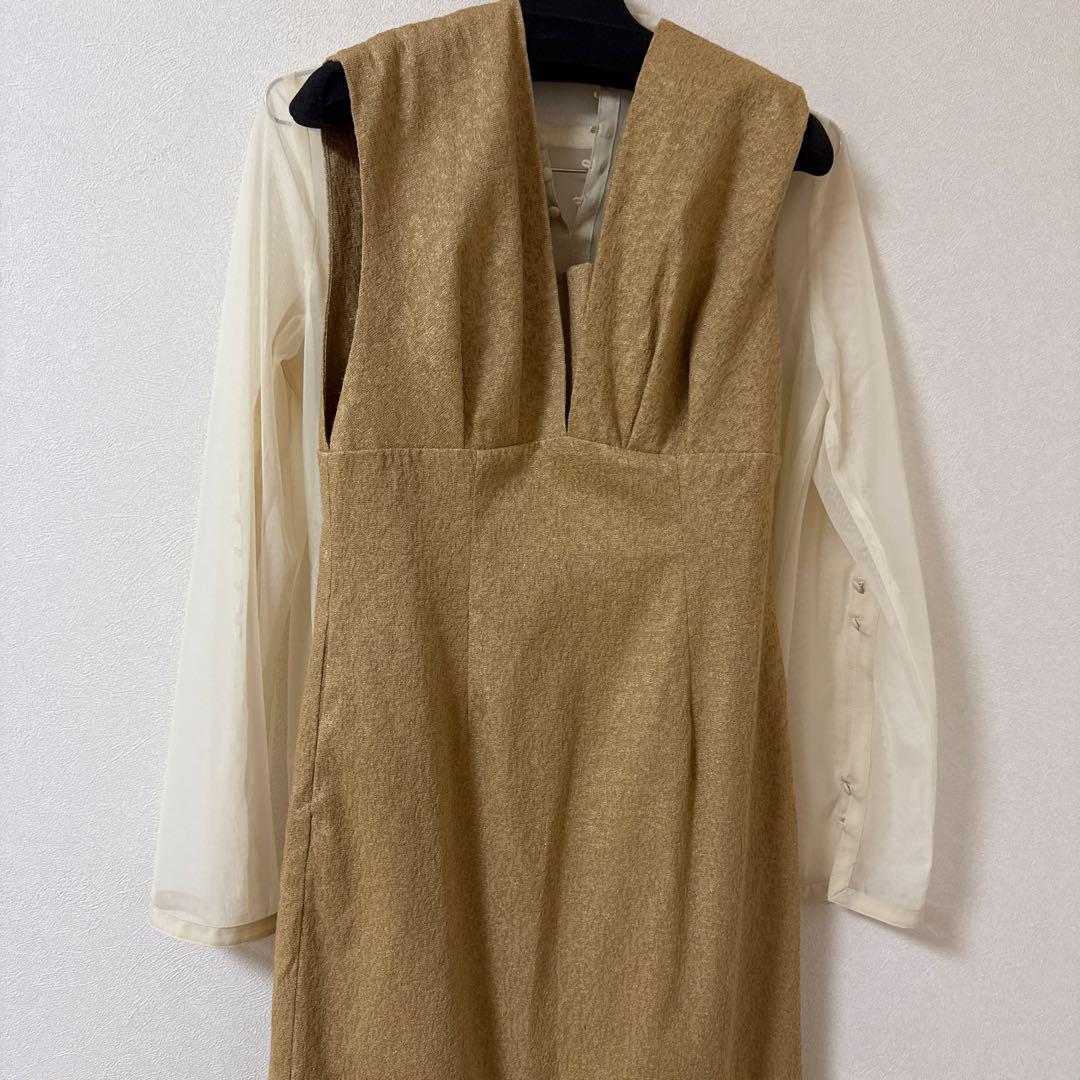 イエロードレス・ブラウスセット 結婚式参列1度着用 美品、ヨレなし、しっかり生地