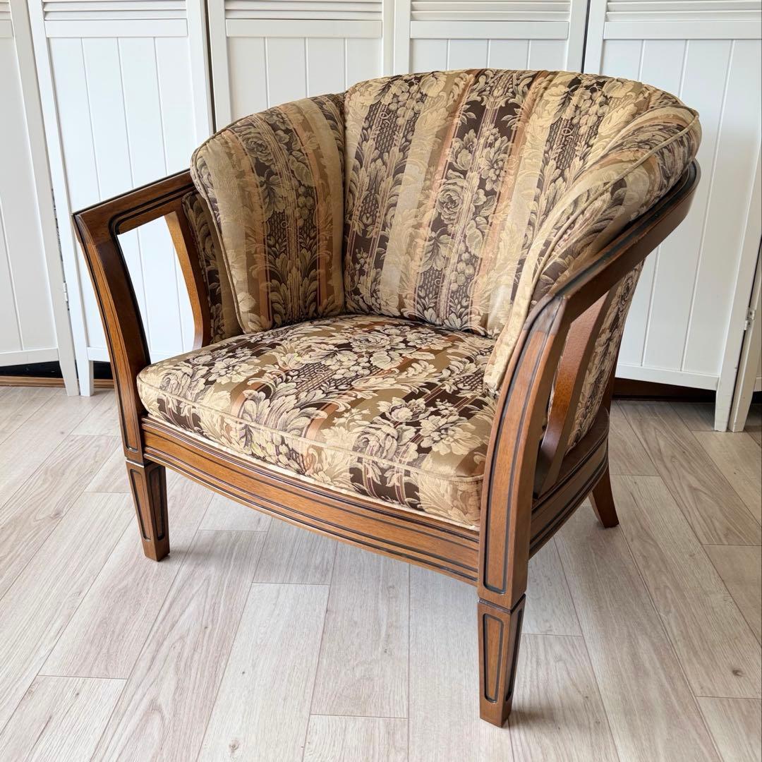 ロゼ　マルニ木工 地中海ロイヤル シャルル アームチェア 1人掛けソファ