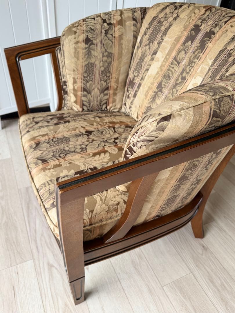 ロゼ　マルニ木工 地中海ロイヤル シャルル アームチェア 1人掛けソファ