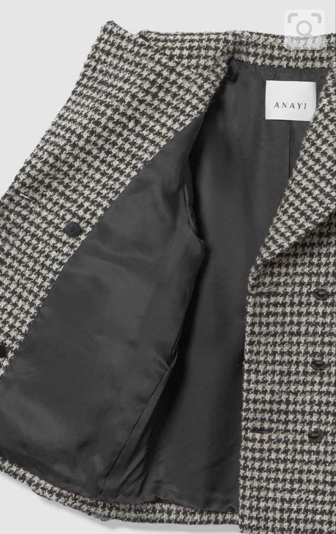 アナイ現行品【新品未使用タグ付き】ループ千鳥ツイードPコート34