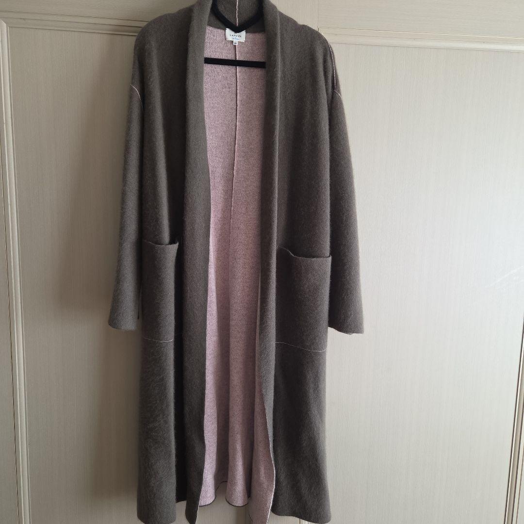 ランバンオンブルー　ロングカーディガン　ブラウン×ピンク美品