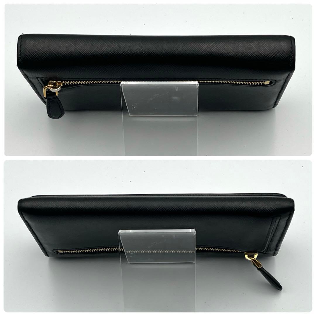 PRADA ブラック 長財布　二つ折り　サフィアーノレザー　ゴールドロゴ　小銭入