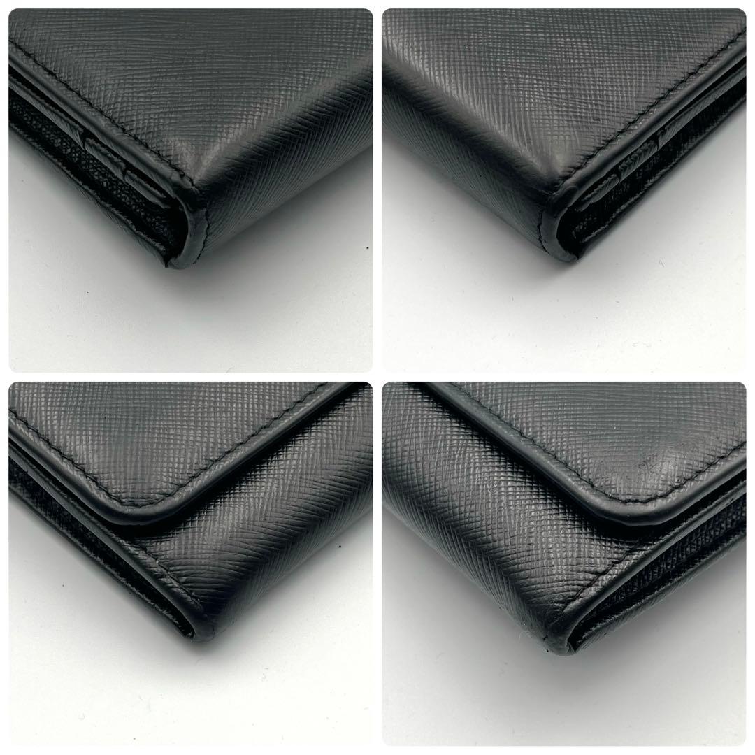 PRADA ブラック 長財布　二つ折り　サフィアーノレザー　ゴールドロゴ　小銭入