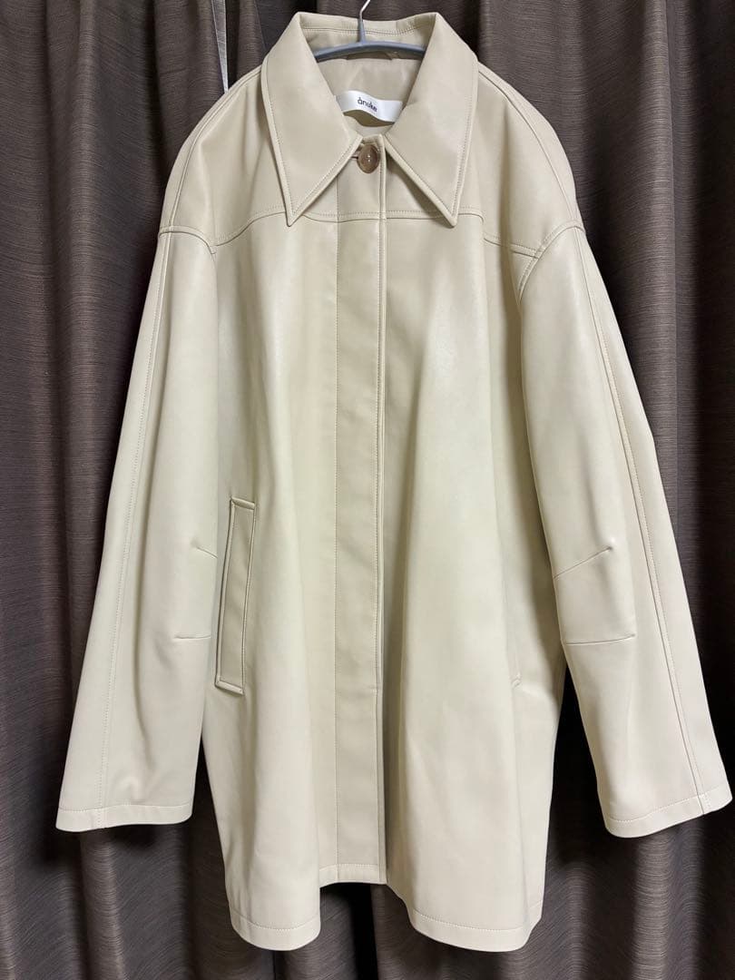 【anuke】Ecoleather Over Jacket 38 クリーム