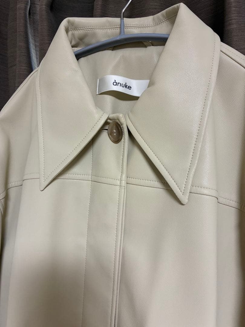 【anuke】Ecoleather Over Jacket 38 クリーム