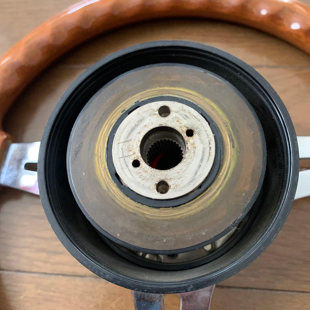 当時物　ウッド製　32Φ 3スポークステアリングホイール