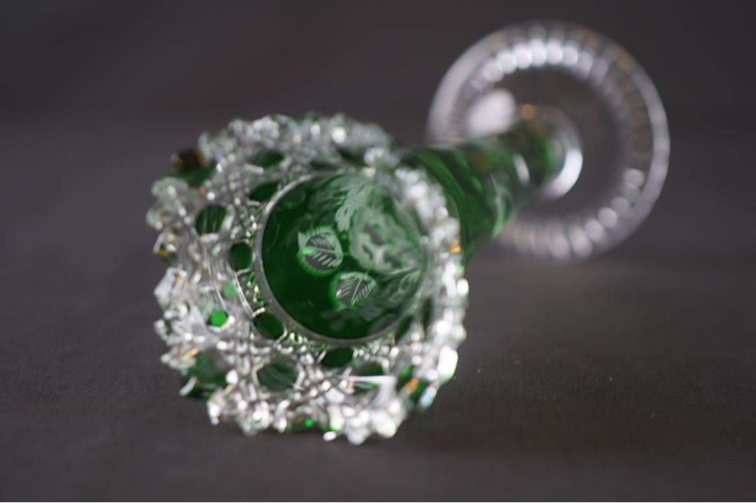 Meissen crystal マイセン 一輪挿し 花瓶 グリーン 美品