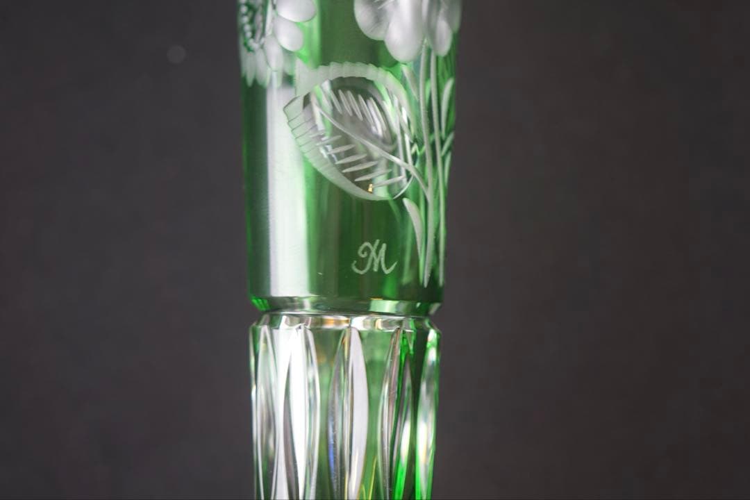 Meissen crystal マイセン 一輪挿し 花瓶 グリーン 美品