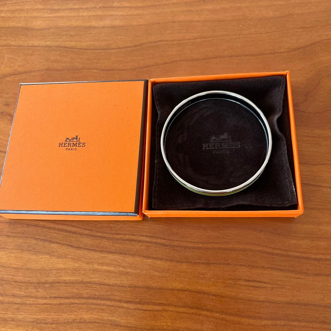 HERMES シルバー・グリーン バングル