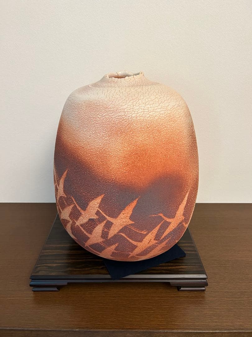 林正太郎作　志野群鶴紋壺