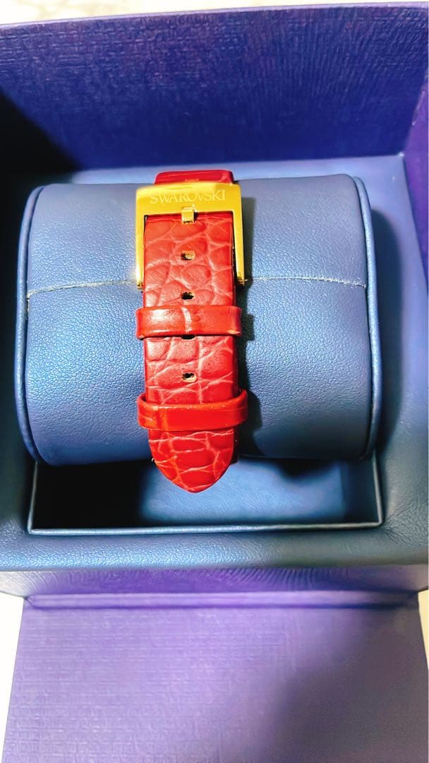 【美品】スワロフスキー 腕時計 レディース 赤 エラ ジャーニー ルビー 箱付き