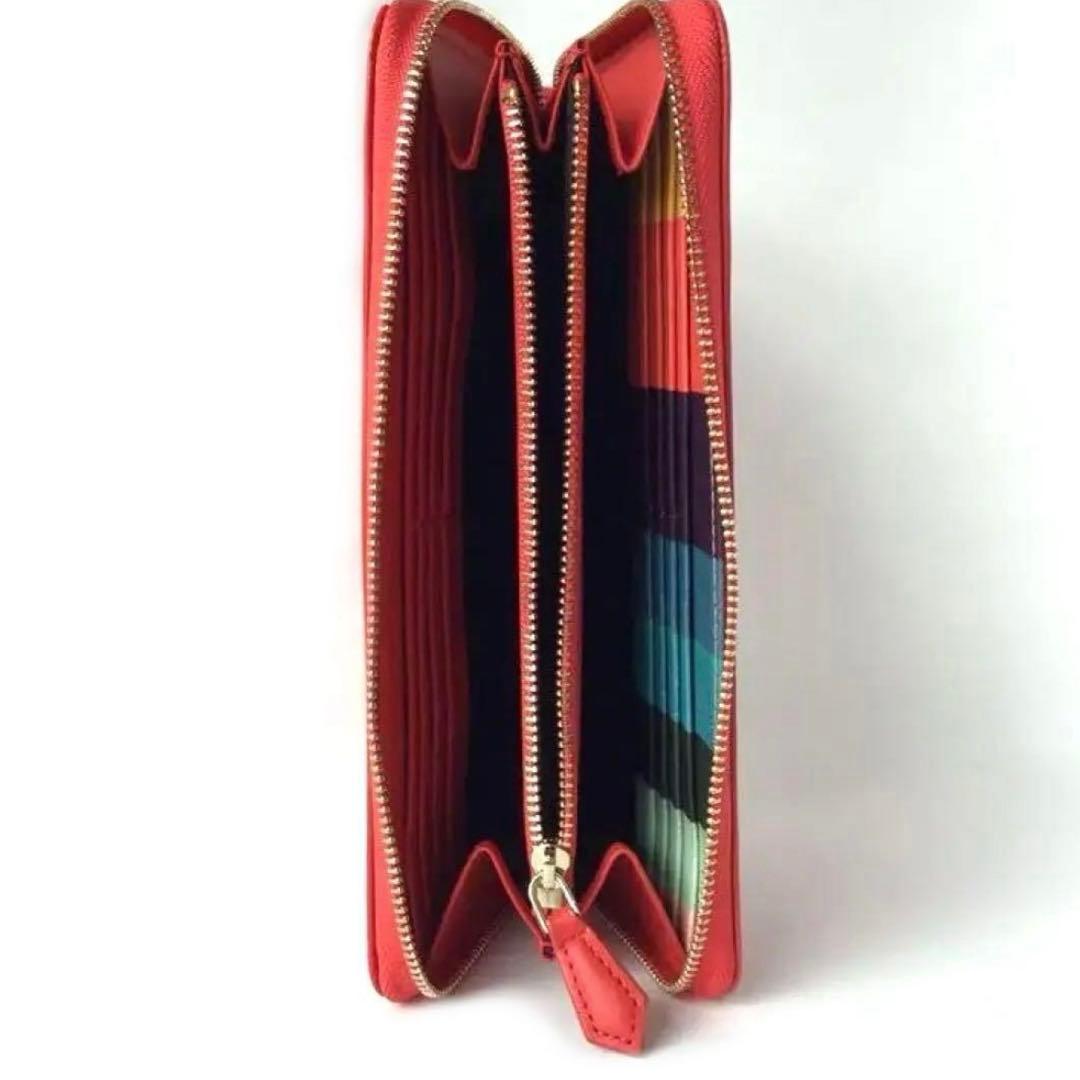 【新品】ポールスミス✨クラシックレザー ラウンド長財布 レッド ストライプ