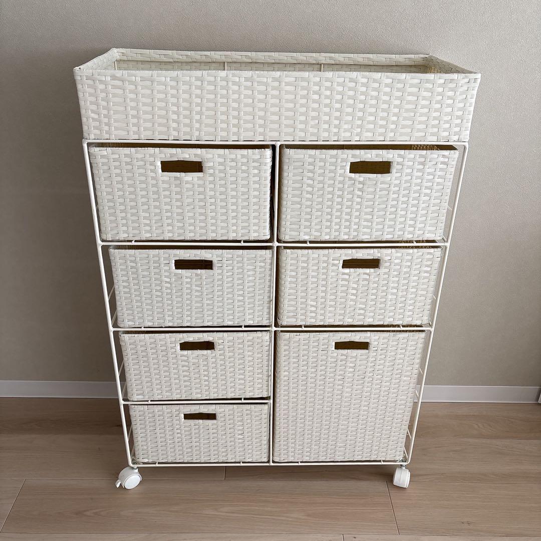 【コーヒー】ランドリーチェスト・ラック　ホワイト