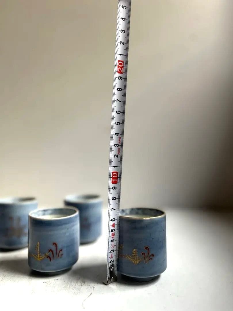 331 骨董 アンティーク 古伊万里 薄瑠璃金彩 のぞき猪口 4点組 幕末