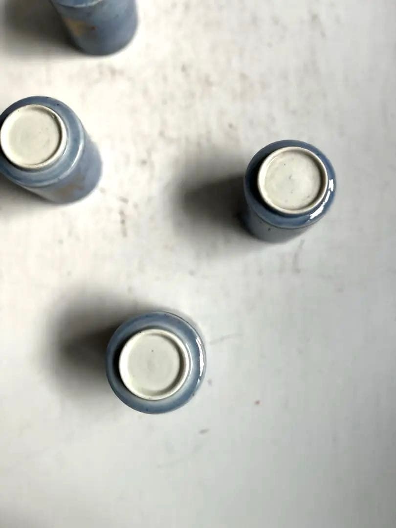 331 骨董 アンティーク 古伊万里 薄瑠璃金彩 のぞき猪口 4点組 幕末