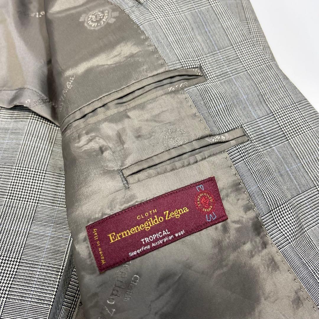 良品　ゼニアトロピカル　セットアップ グレー 通勤 M チェック　2B 定番