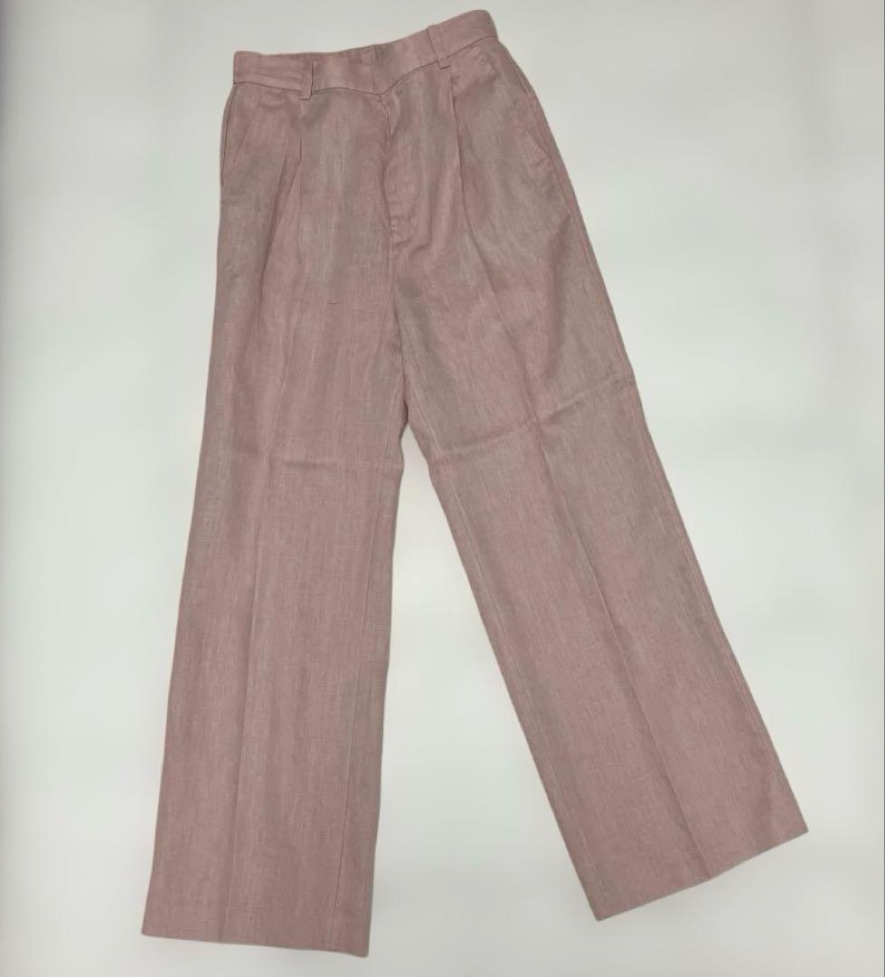 ラウンジドレス　完売　リネンパンツ　ピンク　リネンセミワイドパンツ　新品