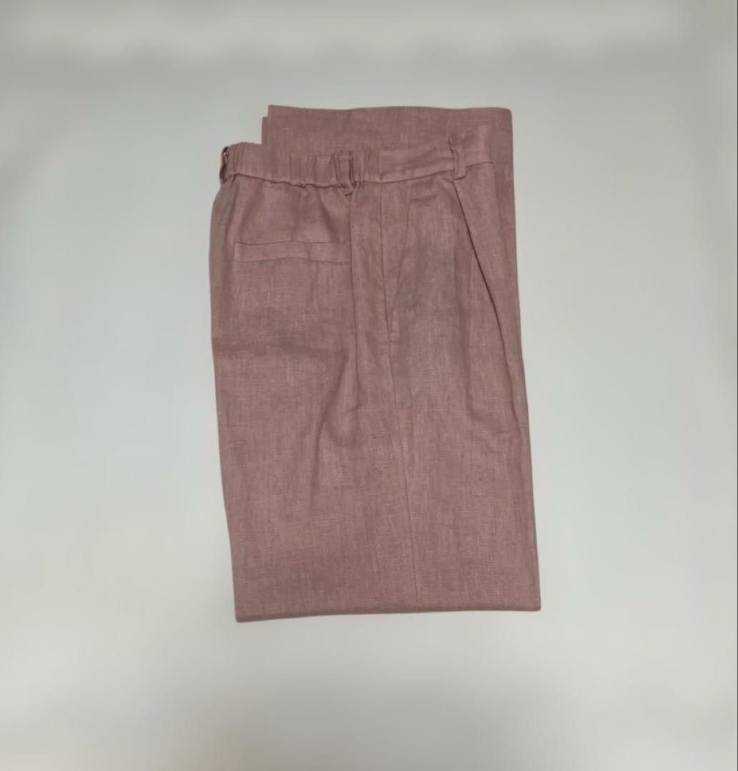 ラウンジドレス　完売　リネンパンツ　ピンク　リネンセミワイドパンツ　新品