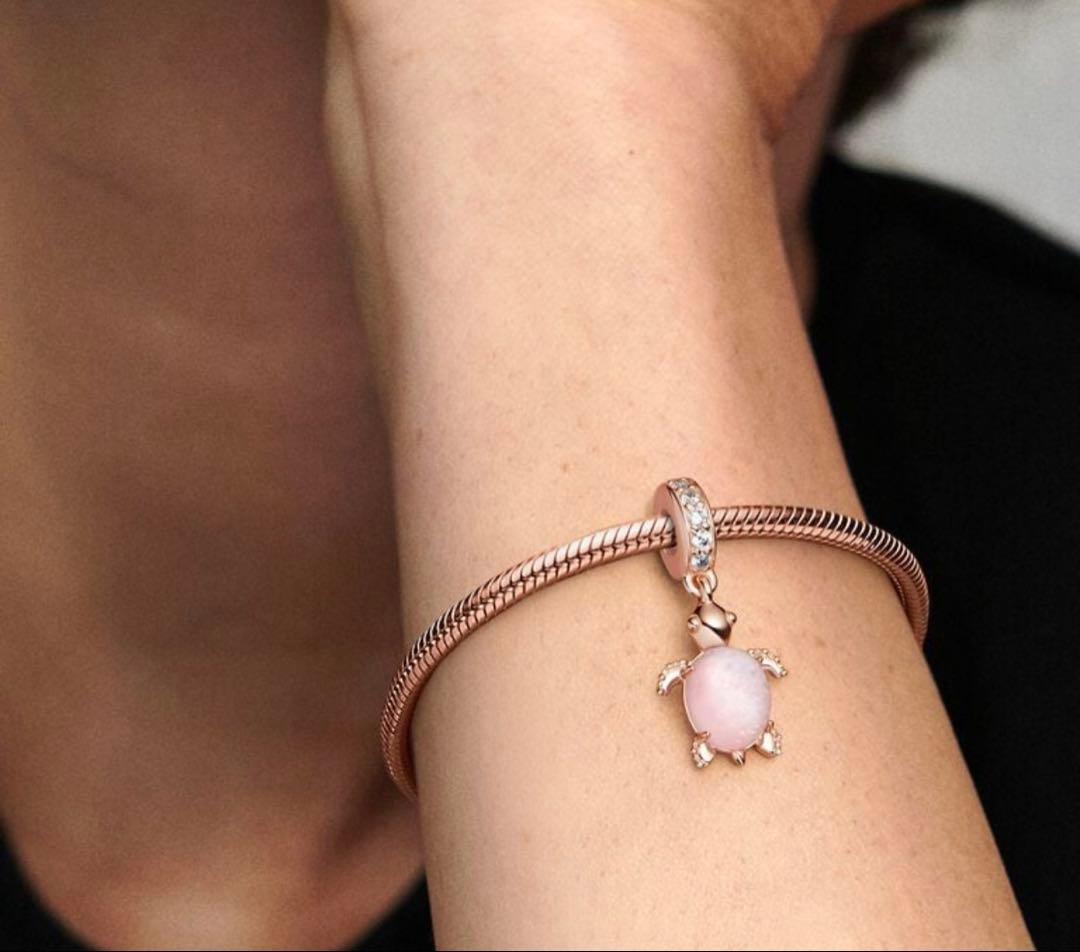 正規品 Pandora カメ14kローズゴールドのチャーム