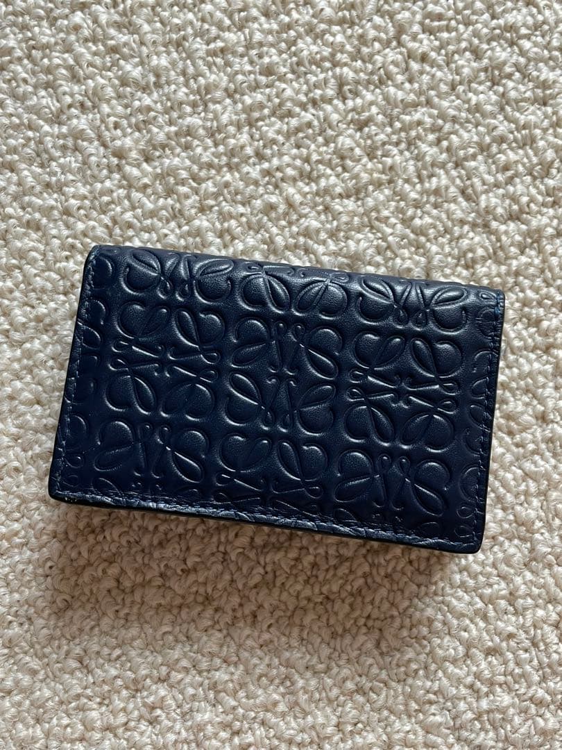 【美品】LOEWE ネイビー レザー 名刺入れ