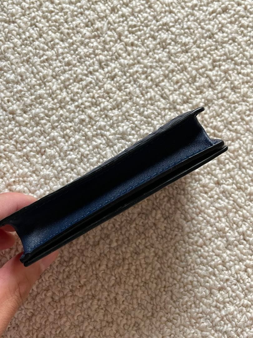 【美品】LOEWE ネイビー レザー 名刺入れ