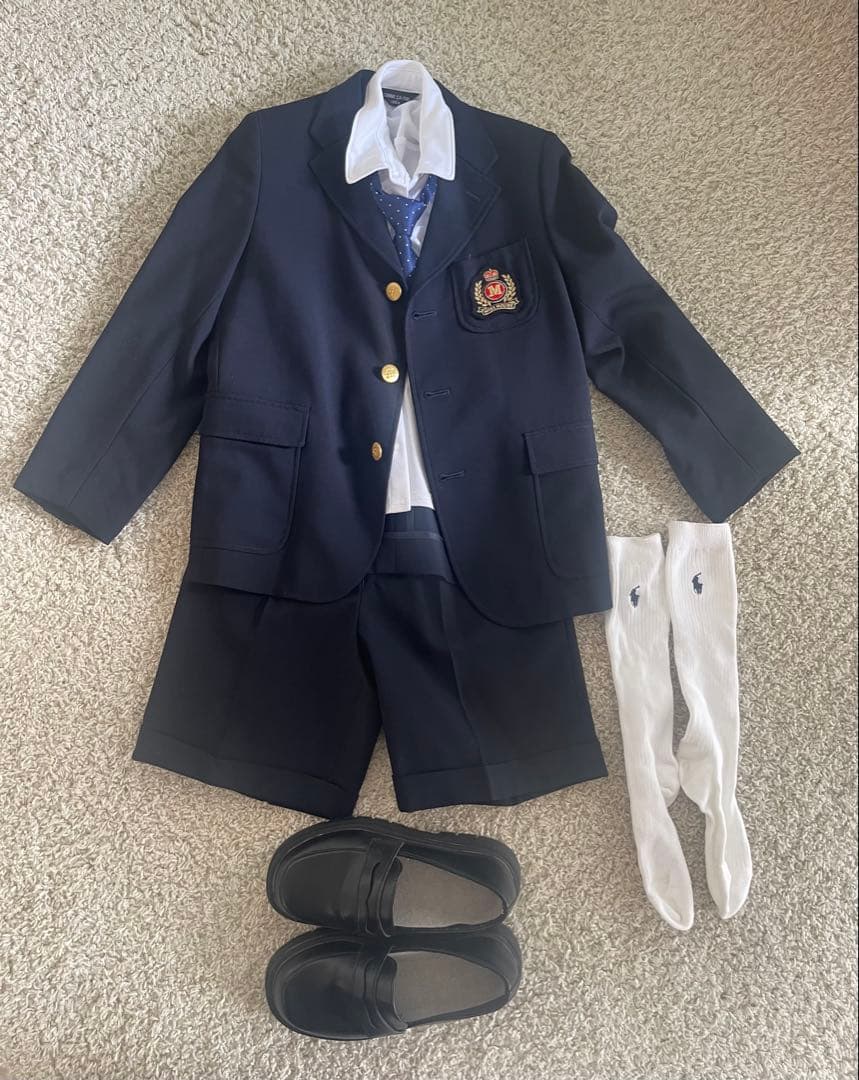 MIKI HOUSEフォーマルスーツ フールセット120　ネイビー エンブレム