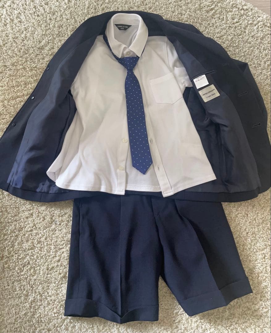 MIKI HOUSEフォーマルスーツ フールセット120　ネイビー エンブレム