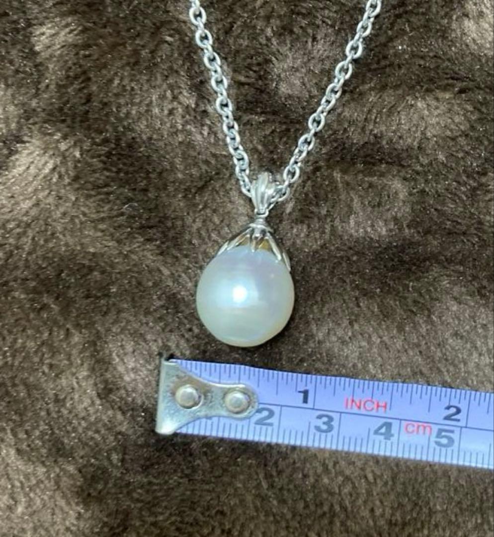 パール×プラチナ　ネックレス&ペンダントヘッド　超大粒　清楚　上品　未使用品