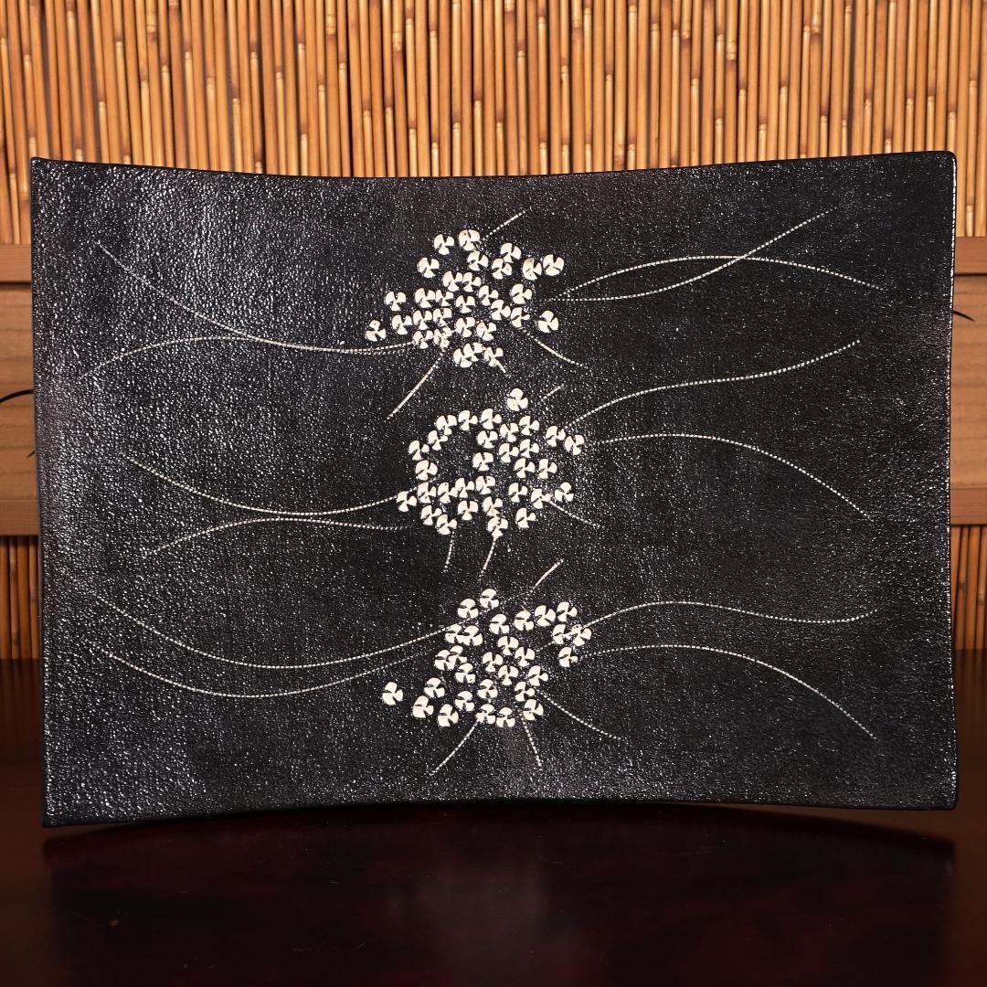 近藤豊（父:人間国宝 近藤悠三）晩年期の代名詞作 粉華俎皿 幅40cm 共箱