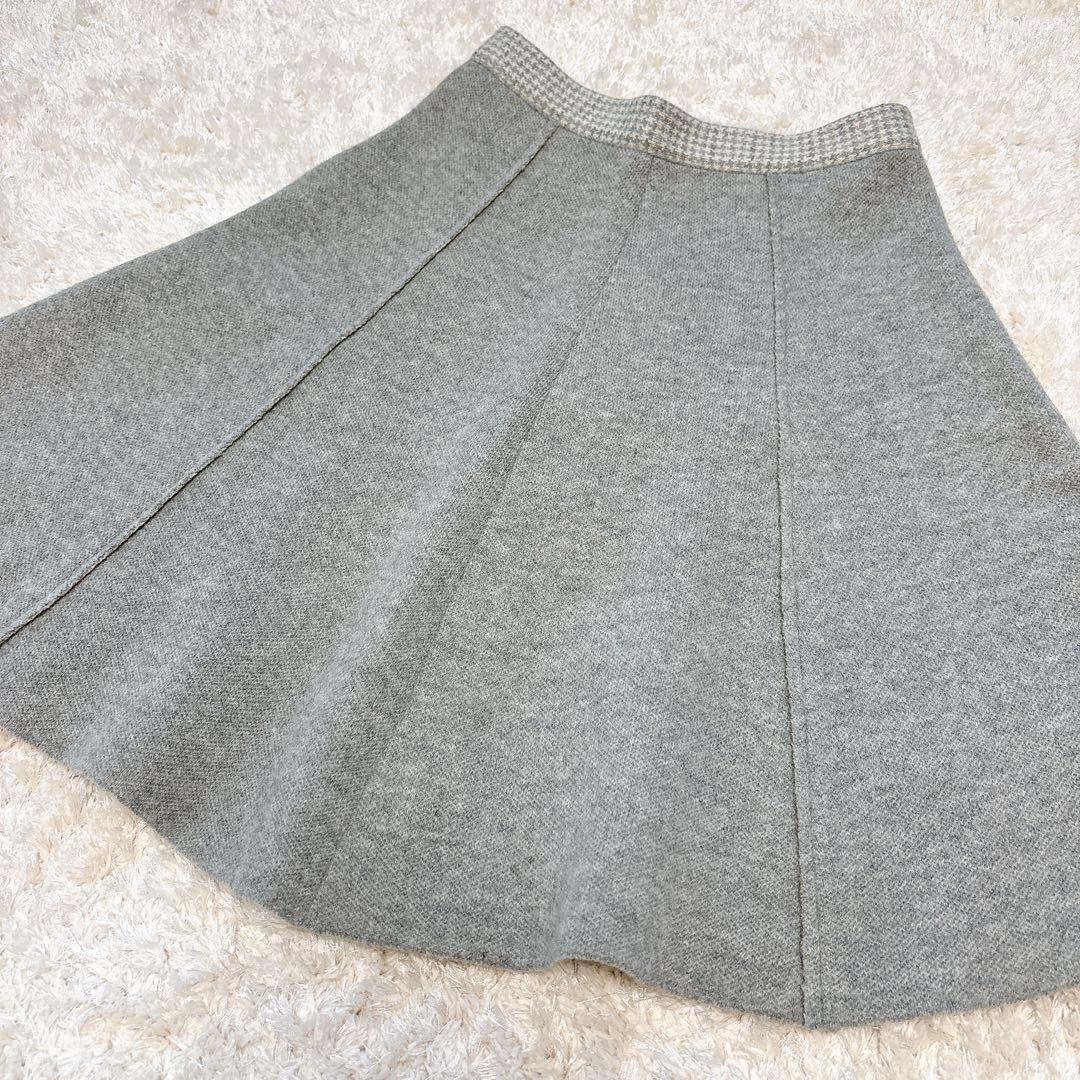 【良品】クリスチャンディオール　カシミヤ混千鳥柄フレアスカート　40 グレー