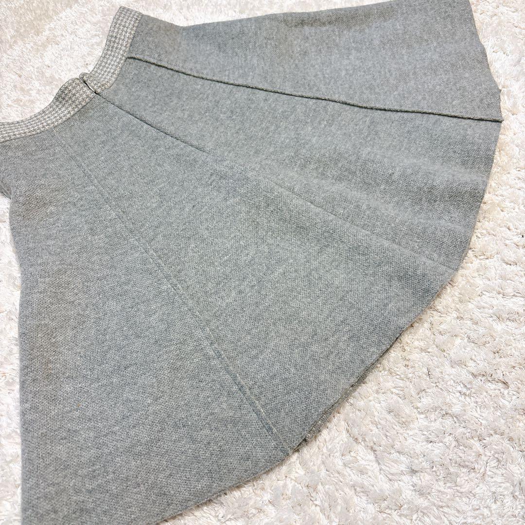 【良品】クリスチャンディオール　カシミヤ混千鳥柄フレアスカート　40 グレー