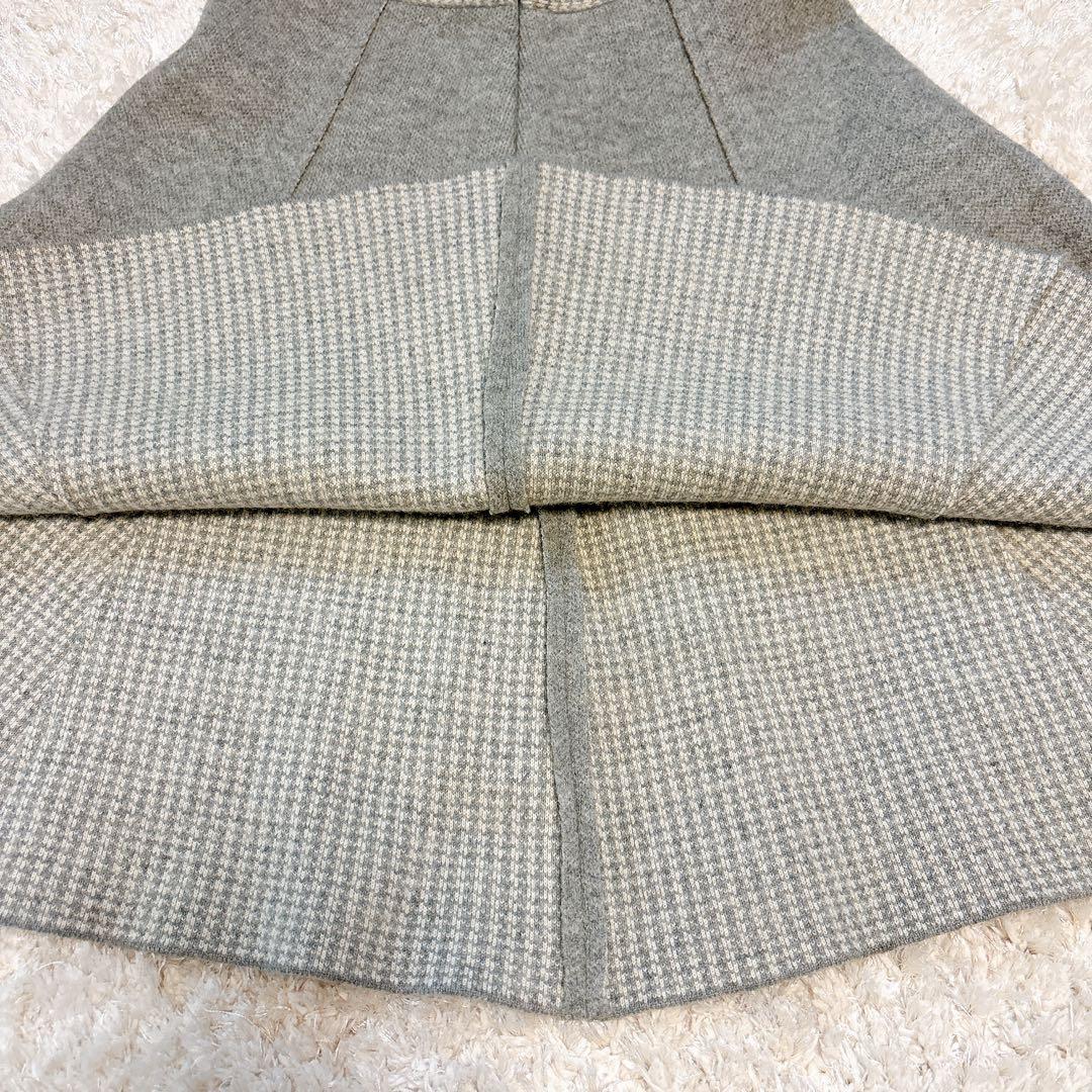 【良品】クリスチャンディオール　カシミヤ混千鳥柄フレアスカート　40 グレー