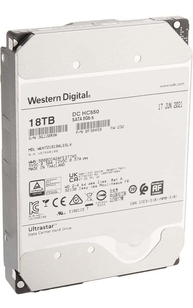 Western Digital 0F38459 DC HC550 容量18TB