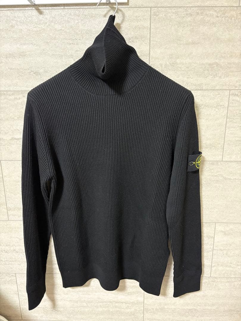 stone  タートルネックニット black
