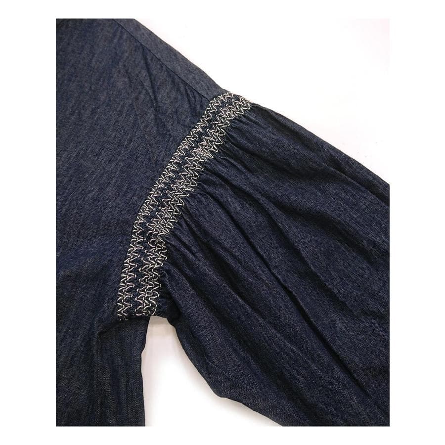 FITH スラブヤーン 襟付き スモッキング 長袖 ブラウス 140