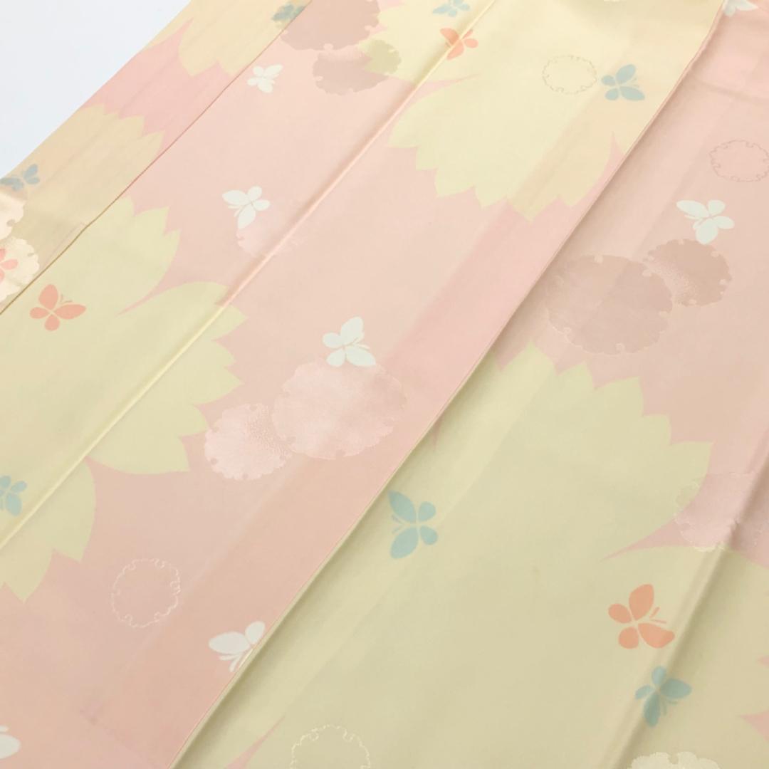 長襦袢 雪輪に蝶々 乙女色 半衿付 J-374